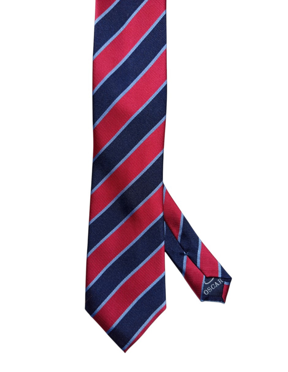 Corbata regular de seda estampado a rayas para hombre 1
