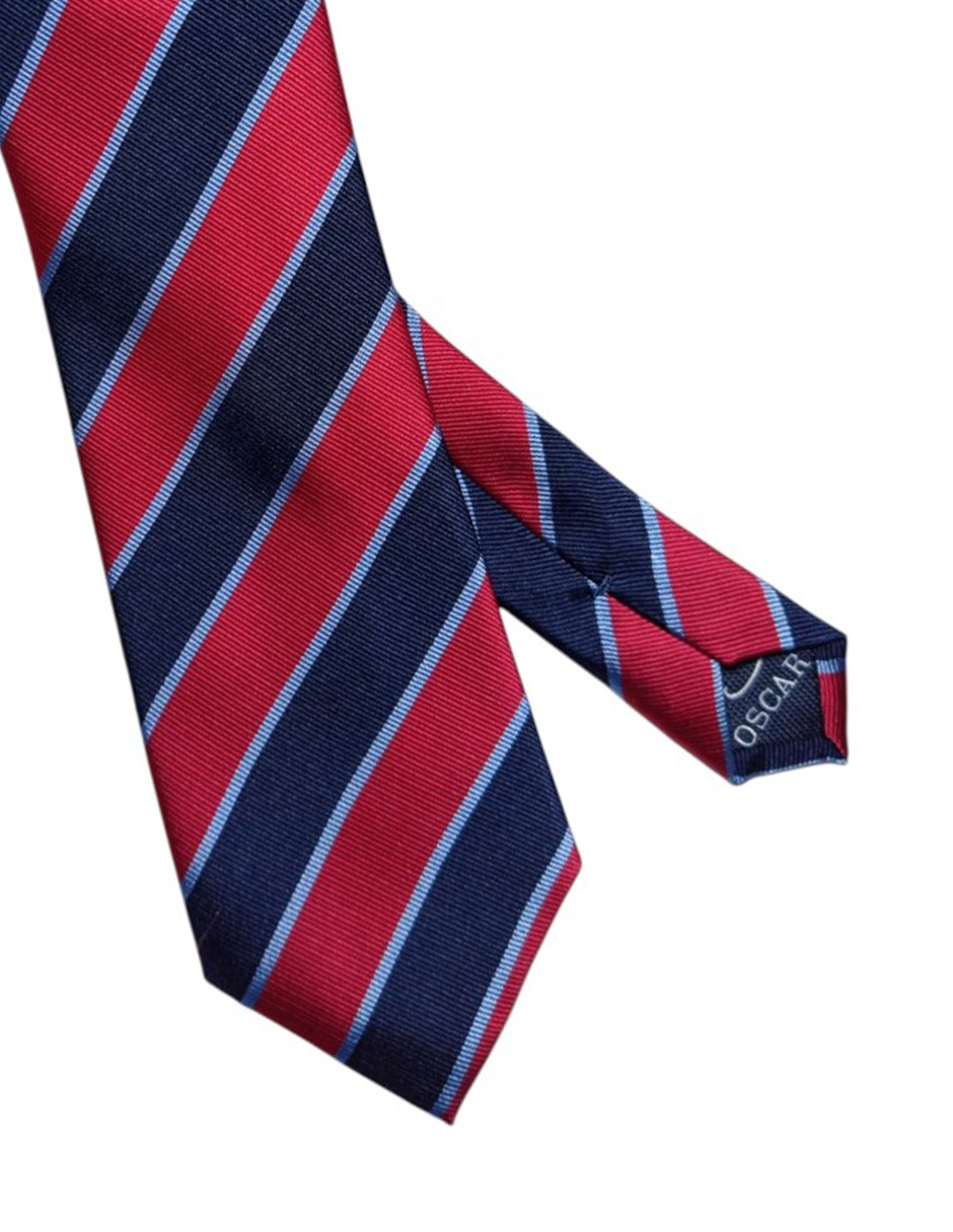Corbata regular de seda estampado a rayas para hombre 2