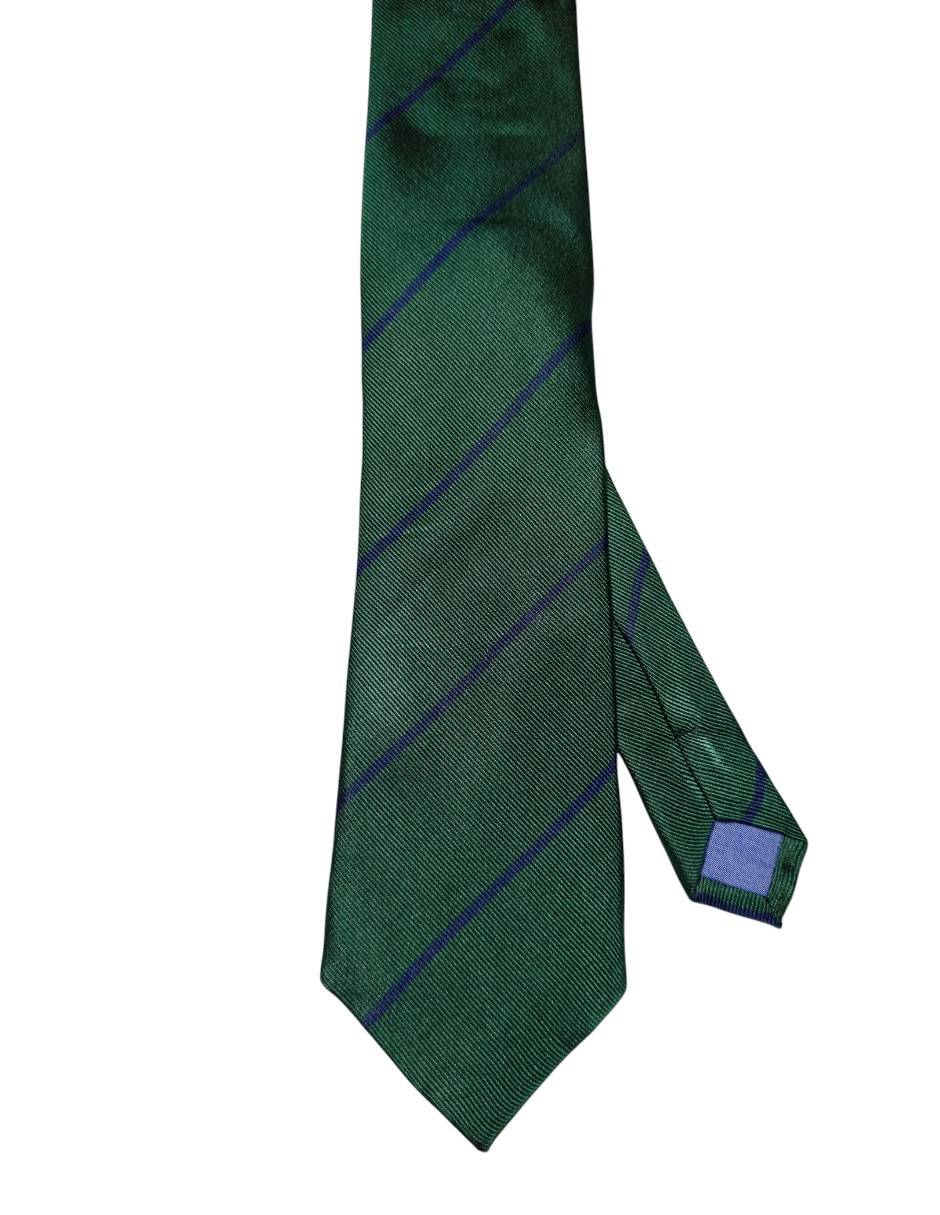 Corbata regular de seda estampado a rayas para hombre 1
