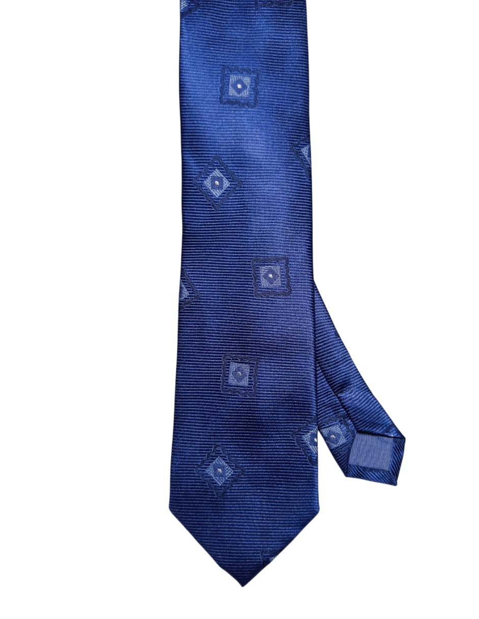 Corbata regular de seda estampado geométrico para hombre