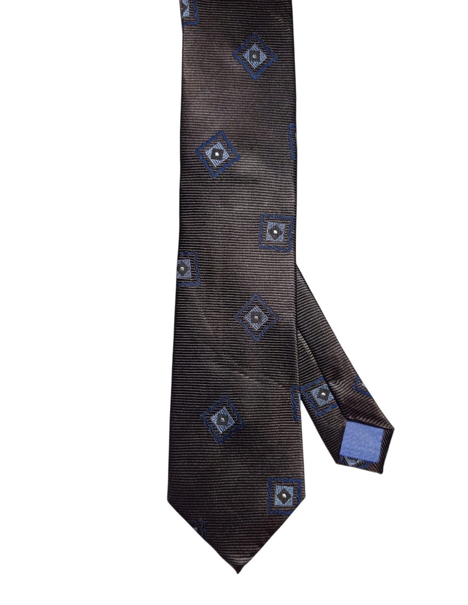 Corbata regular de seda estampado geométrico para hombre