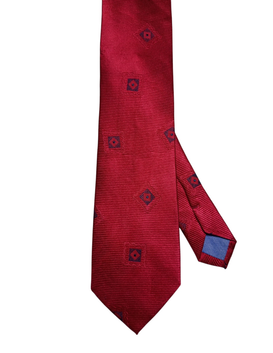 Corbata regular de seda estampado geométrico para hombre 1