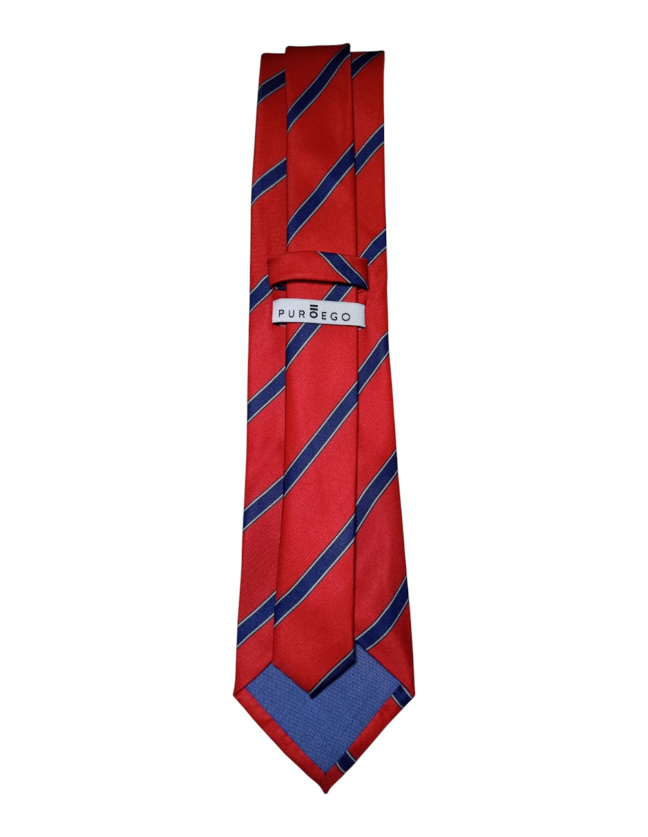 Corbata Puroego regular de seda estampado a rayas para hombre