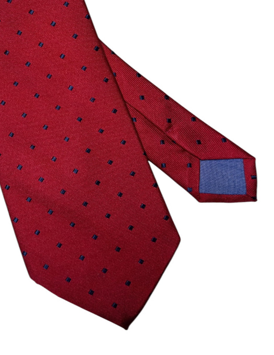 Corbata Puroego regular de seda estampado lunares para hombre
