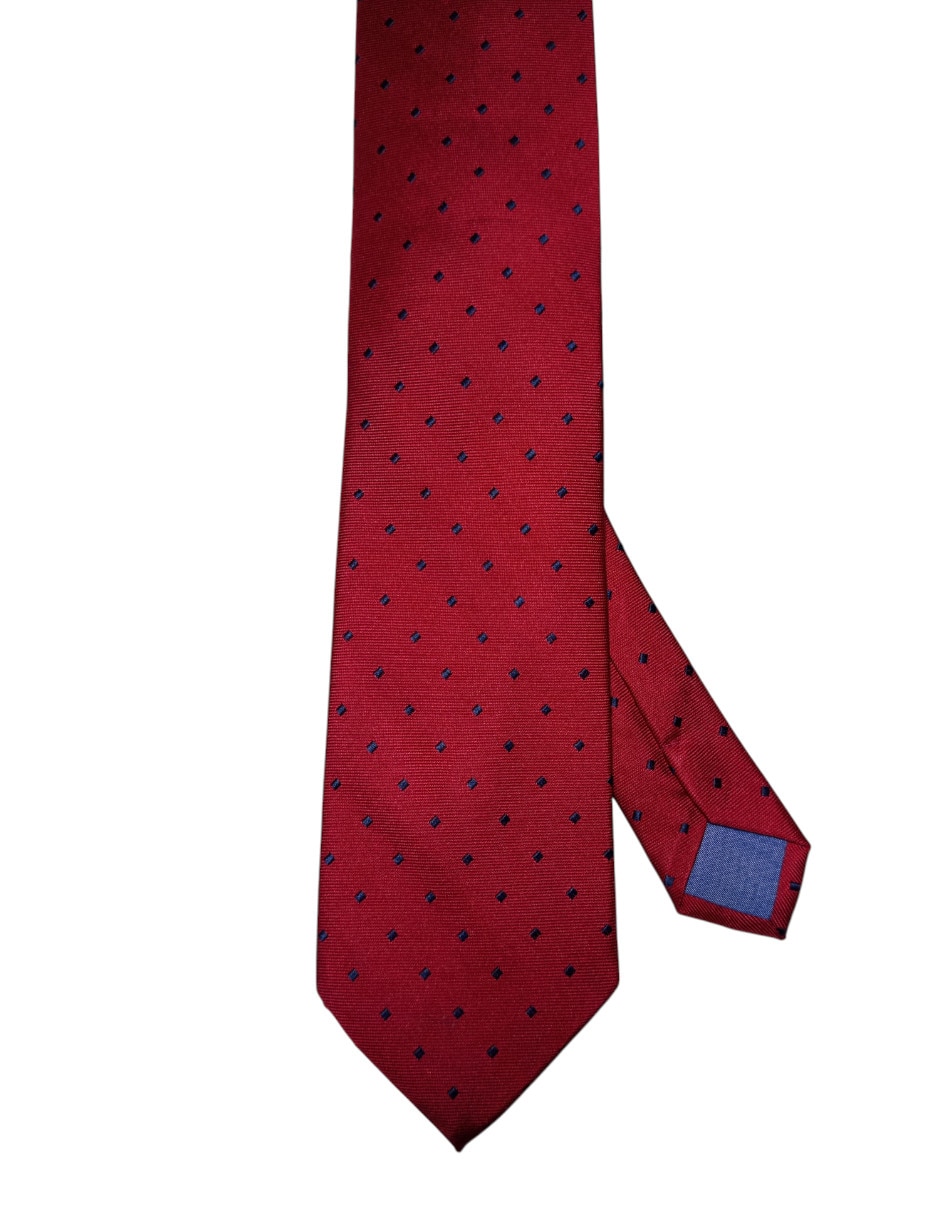 Corbata Puroego regular de seda estampado lunares para hombre