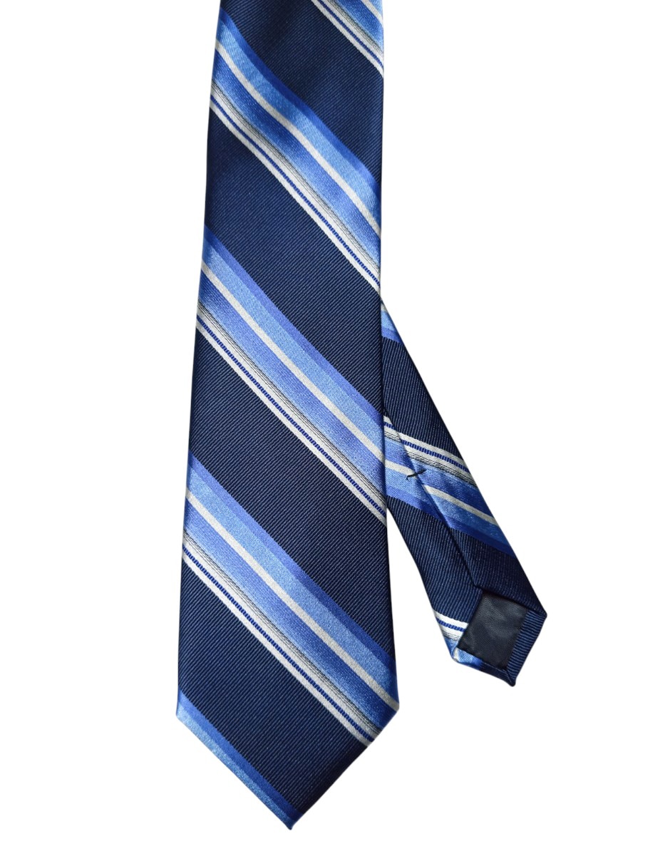 Corbata regular de seda estampado a rayas para hombre