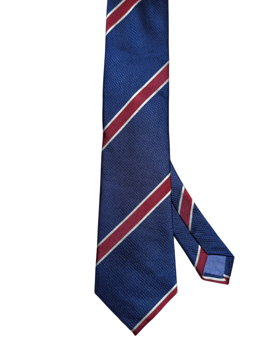 Corbata regular de seda estampado a rayas para hombre