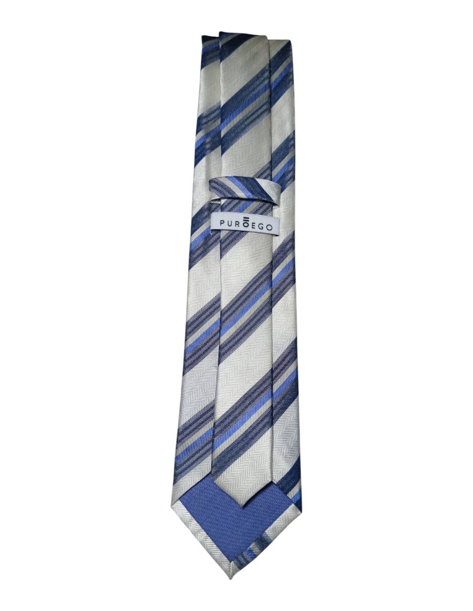 Corbata regular de seda estampado a rayas para hombre 2