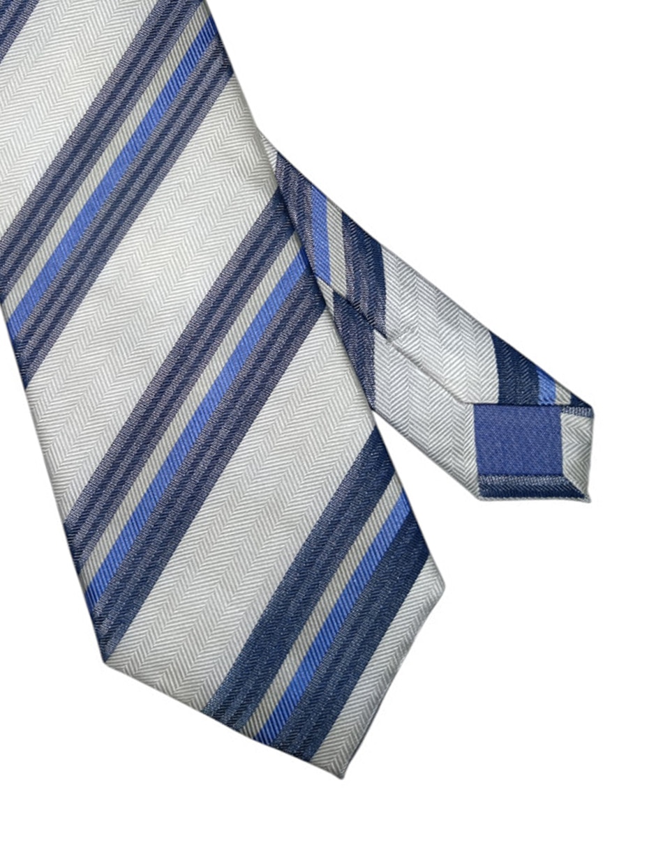 Corbata regular de seda estampado a rayas para hombre 3