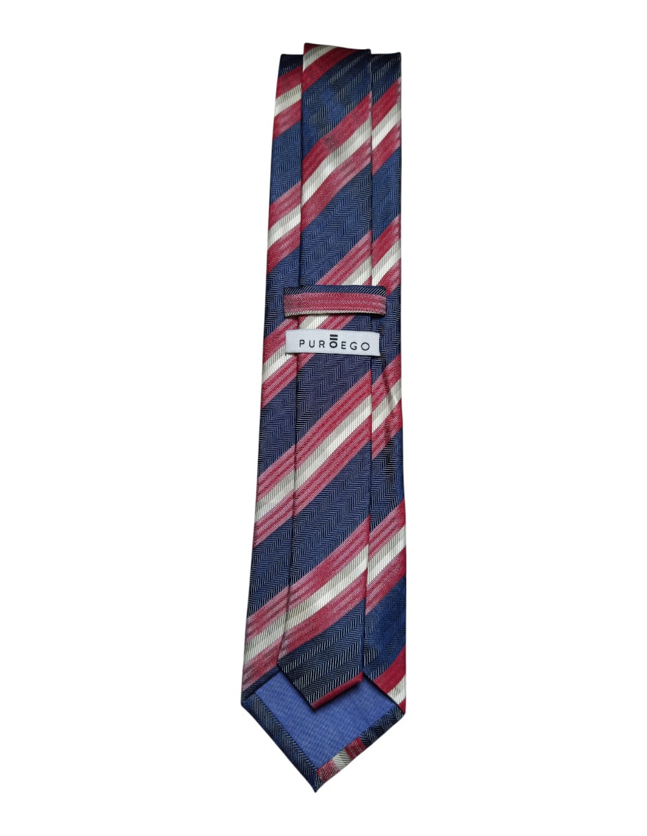 Corbata regular de seda estampado a rayas para hombre 2