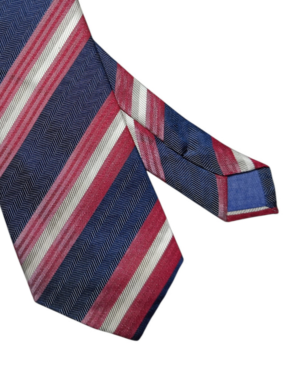 Corbata regular de seda estampado a rayas para hombre 3