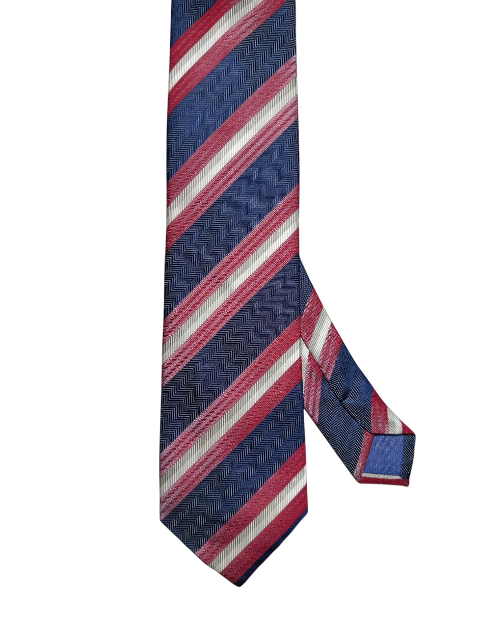 Corbata regular de seda estampado a rayas para hombre