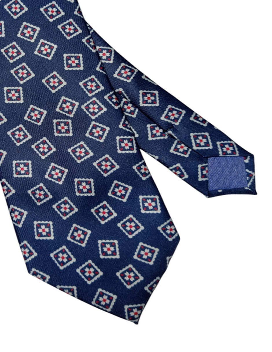 Corbata Puroego regular de seda estampado geométrico para hombre