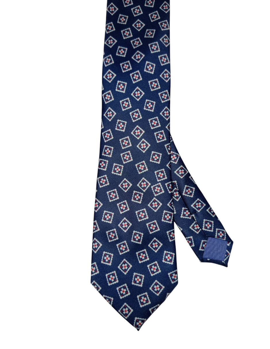 Corbata Puroego regular de seda estampado geométrico para hombre