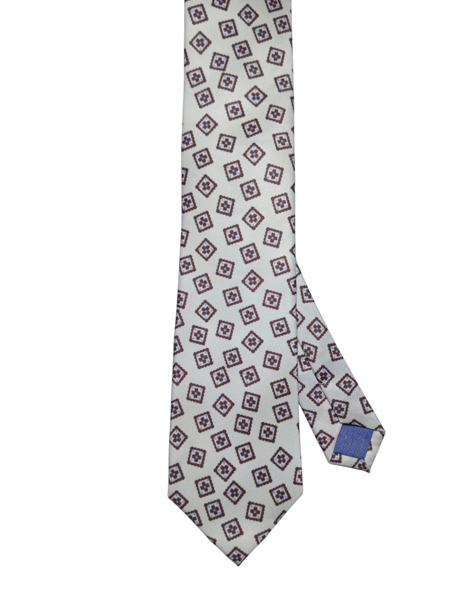 Corbata regular de seda estampado geométrico para hombre 1