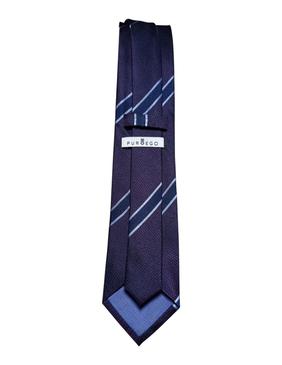 Corbata Puroego regular de seda estampado a rayas para hombre
