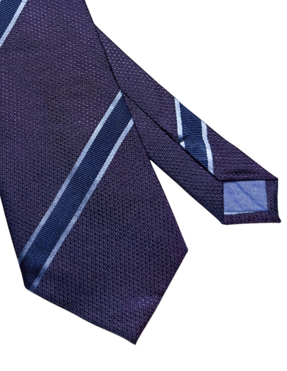 Corbata Puroego regular de seda estampado a rayas para hombre