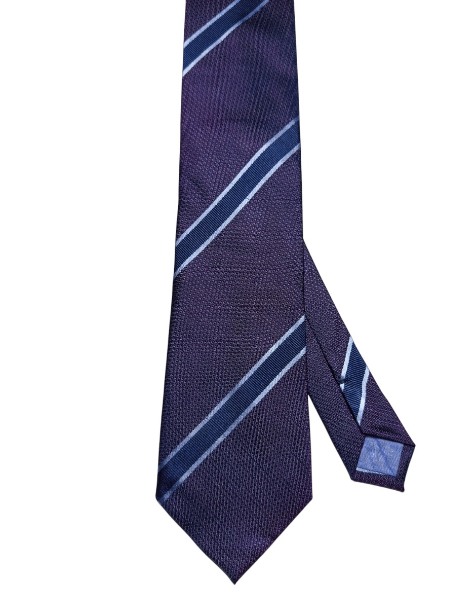 Corbata Puroego regular de seda estampado a rayas para hombre