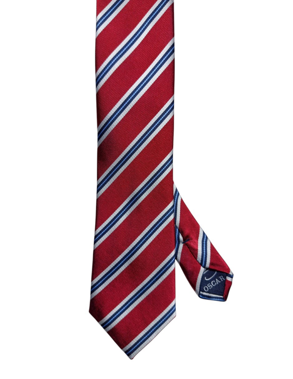 Corbata regular de seda estampado a rayas para hombre 1