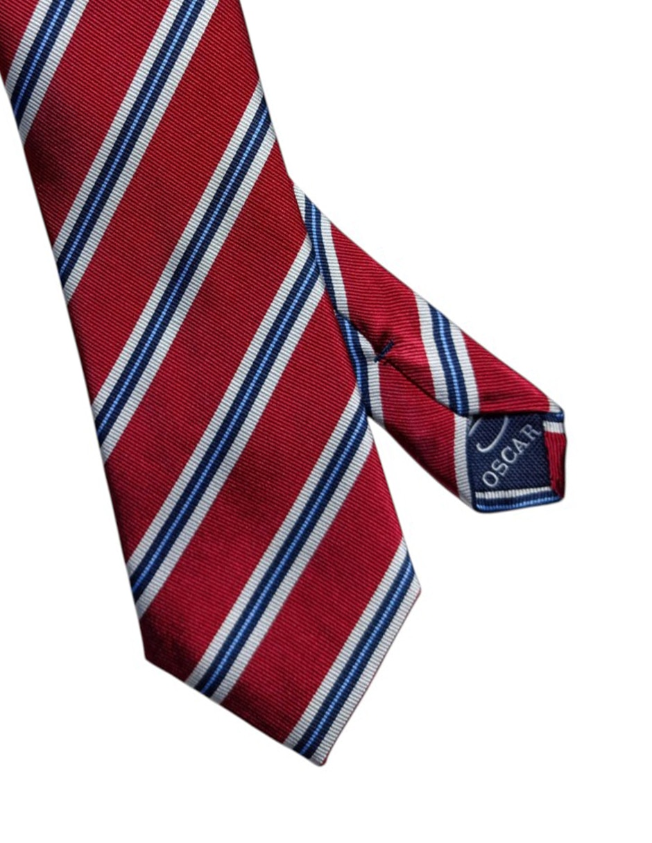Corbata regular de seda estampado a rayas para hombre 3