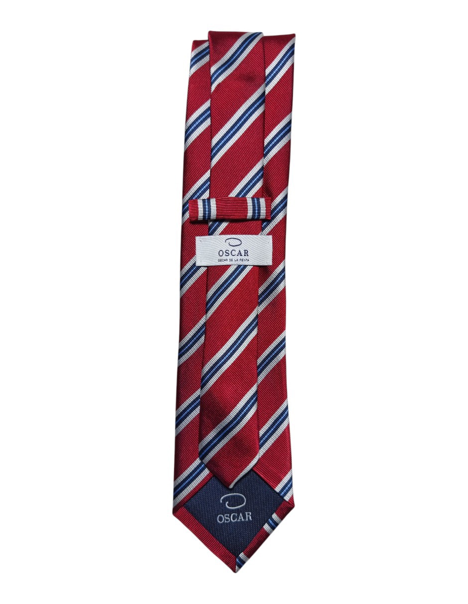 Corbata regular de seda estampado a rayas para hombre 2