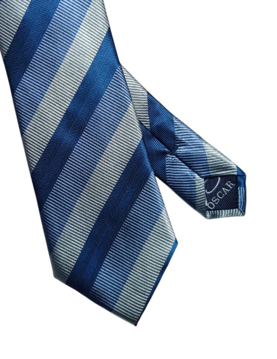 Corbata regular de seda estampado a rayas para hombre 2