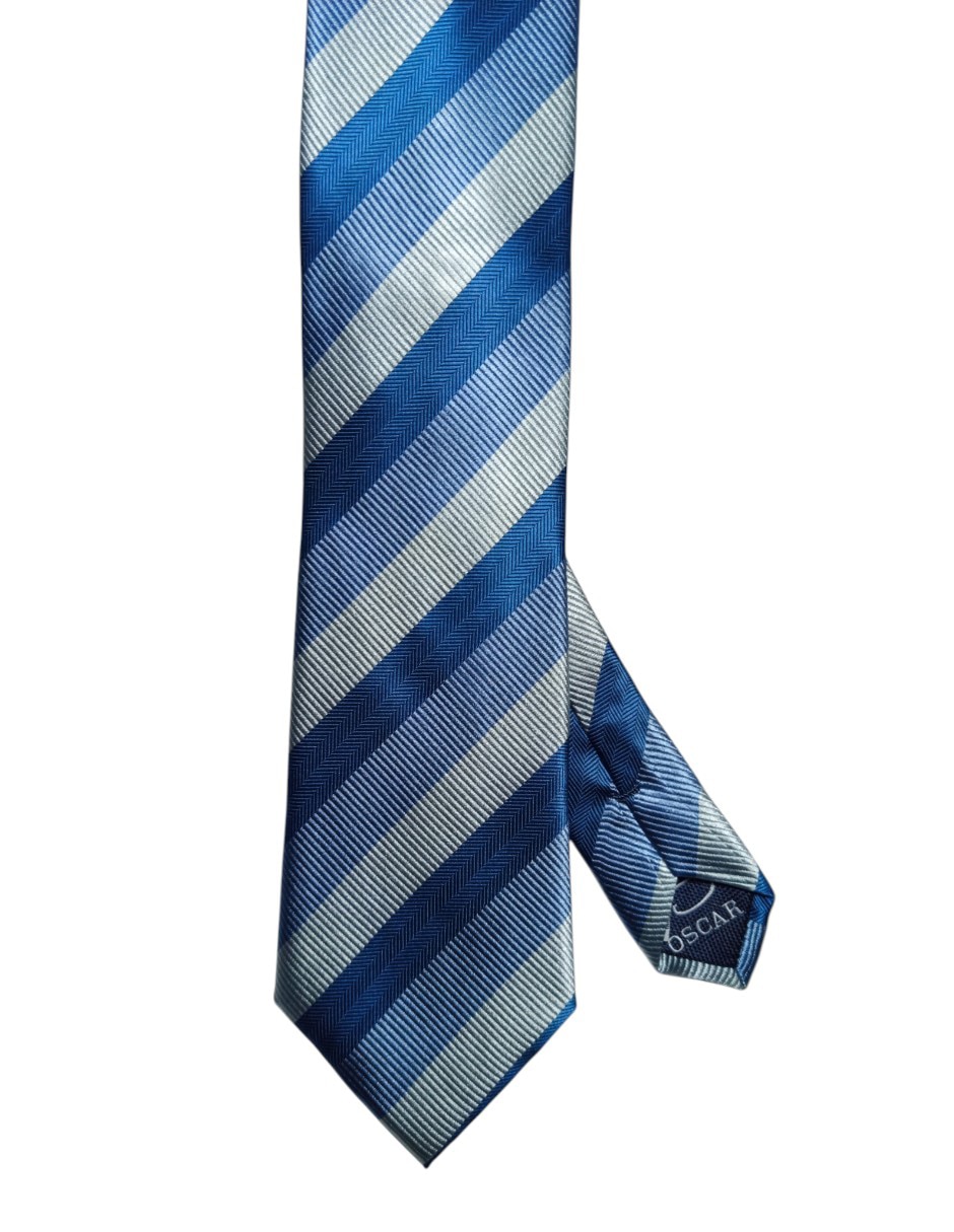 Corbata regular de seda estampado a rayas para hombre 1