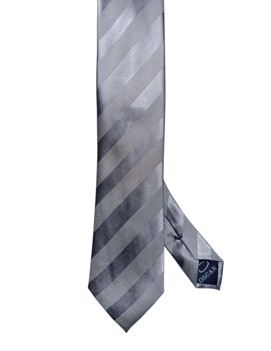 Corbata regular de seda estampado a rayas para hombre 1