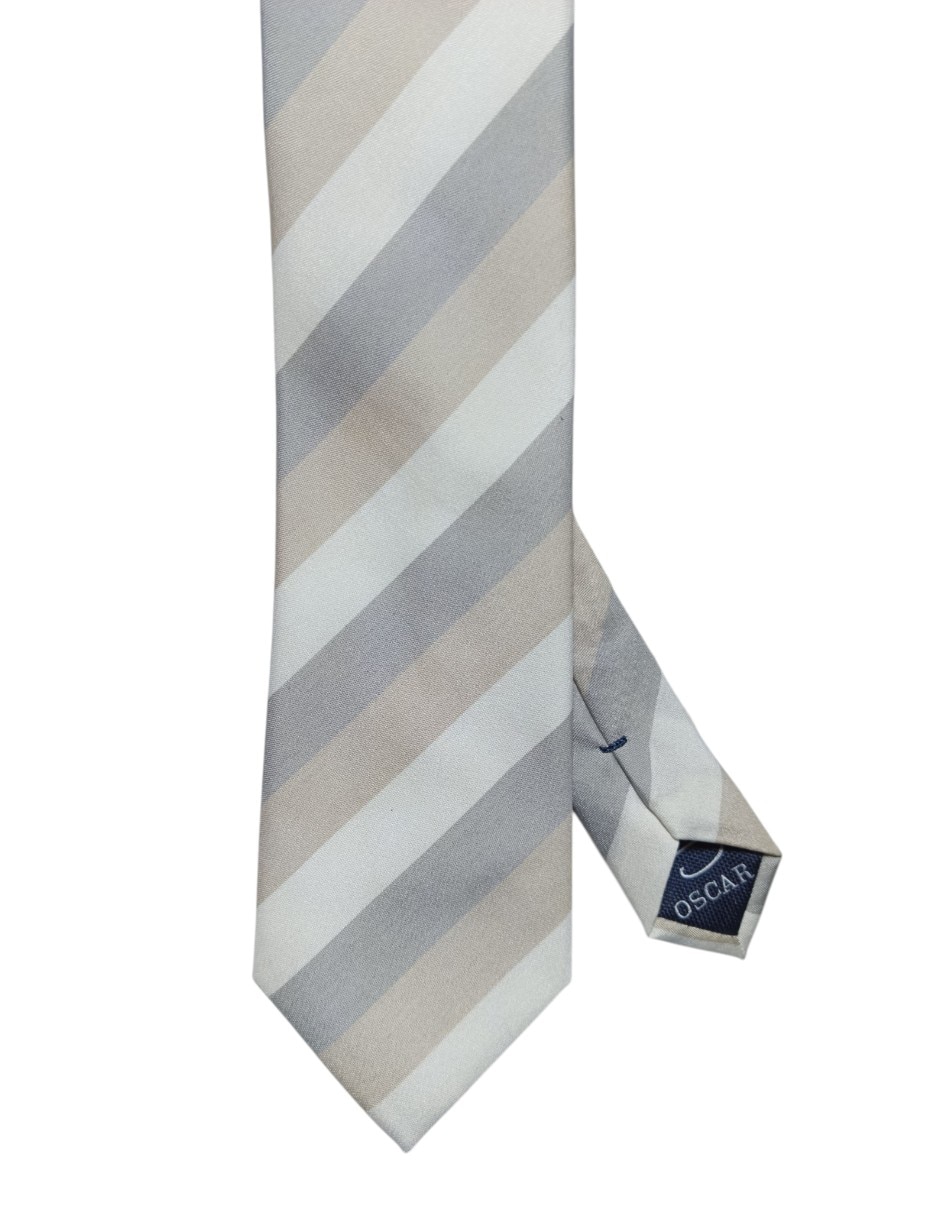 Corbata Oscar de la Renta regular de seda estampado a rayas para hombre 1