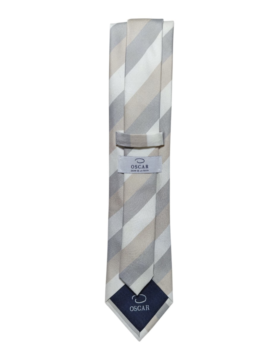 Corbata Oscar de la Renta regular de seda estampado a rayas para hombre 3
