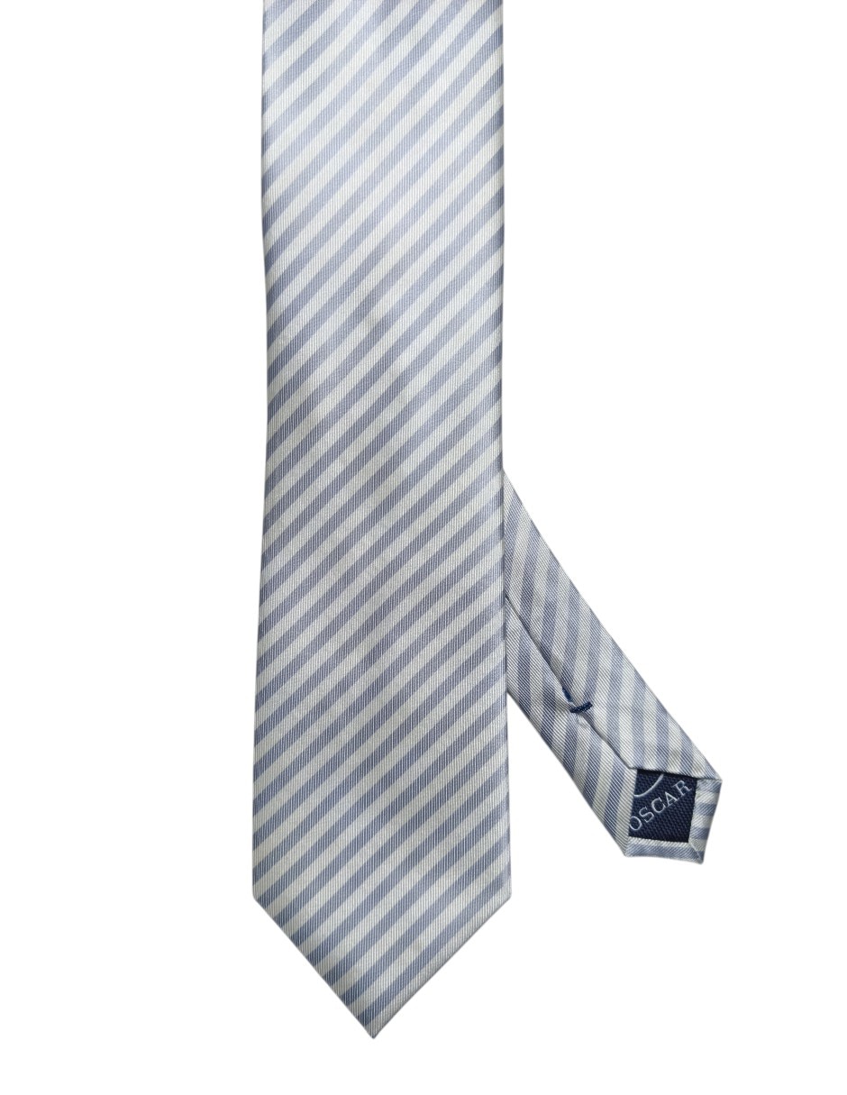 Corbata Oscar de la Renta regular de seda estampado a rayas para hombre 1