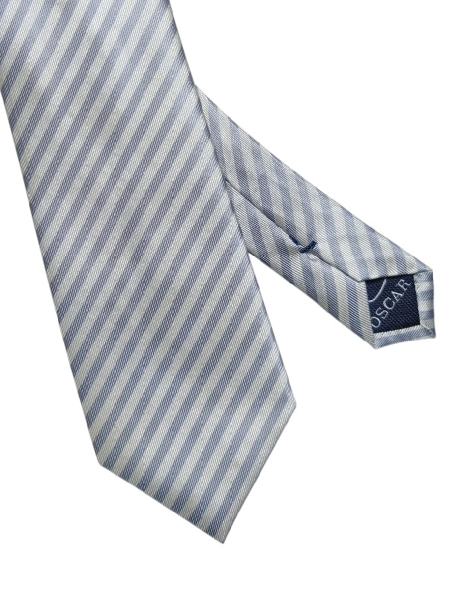 Corbata Oscar de la Renta regular de seda estampado a rayas para hombre 2