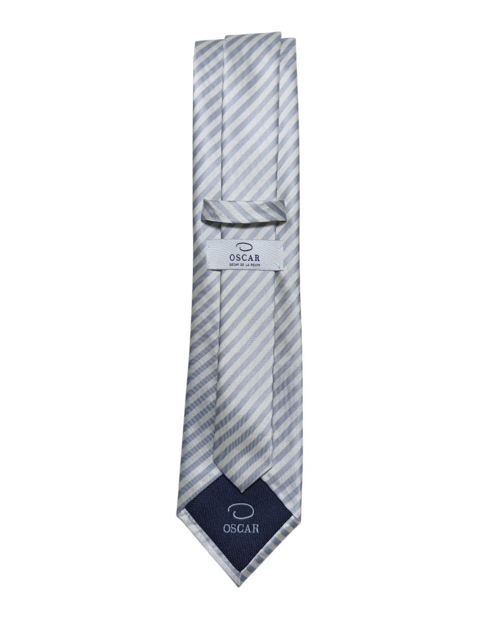 Corbata Oscar de la Renta regular de seda estampado a rayas para hombre 3