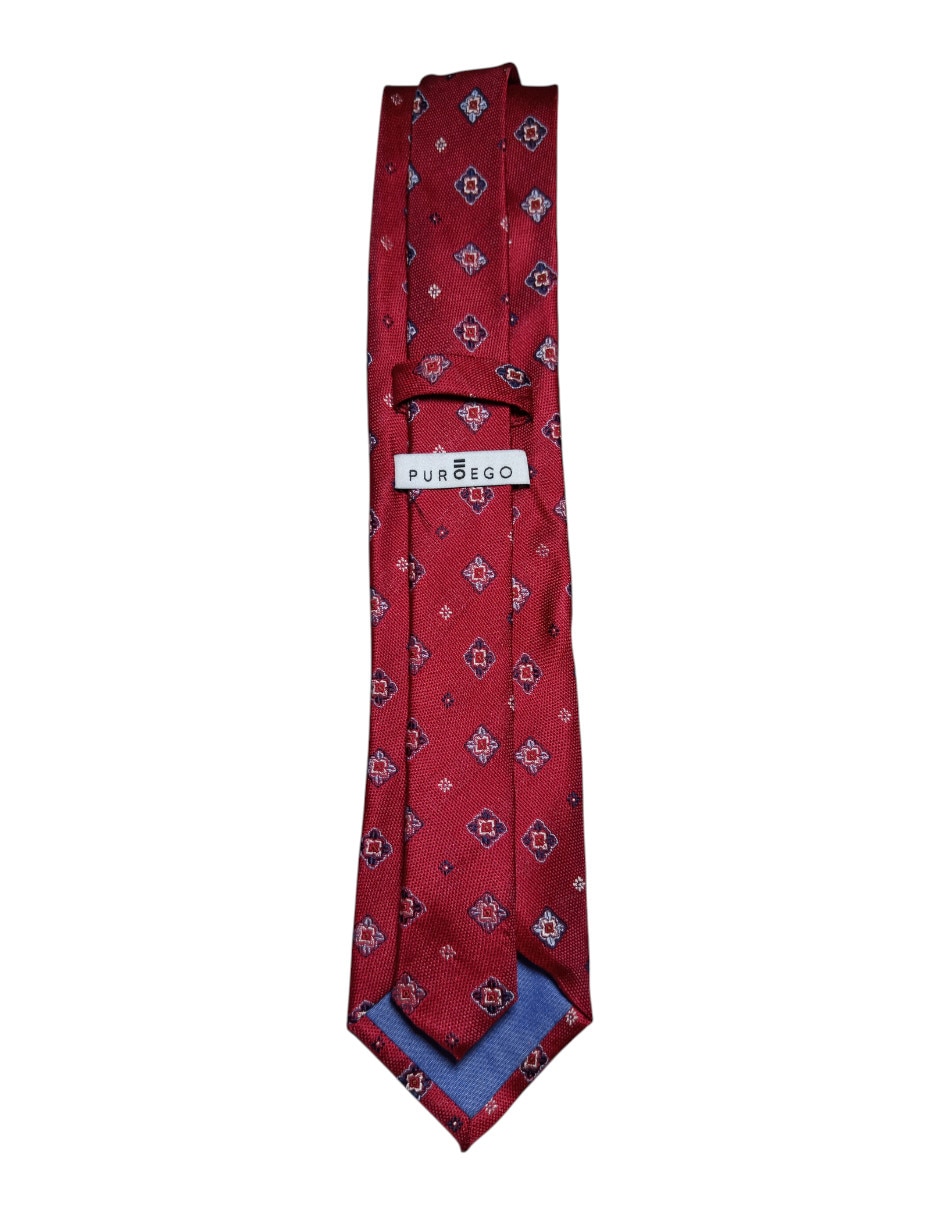 Corbata Puroego regular de seda estampado floral para hombre