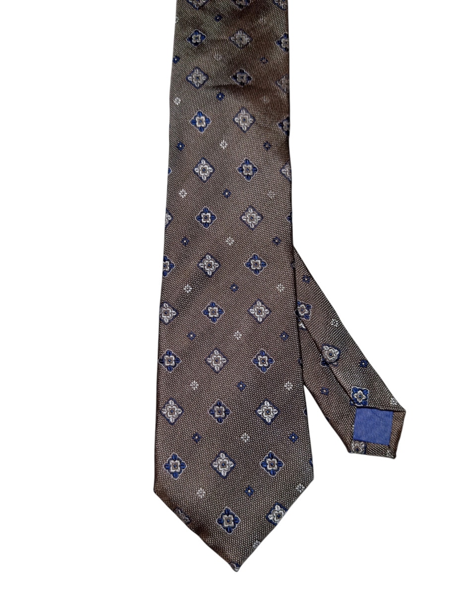 Corbata regular de seda estampado floral para hombre 1