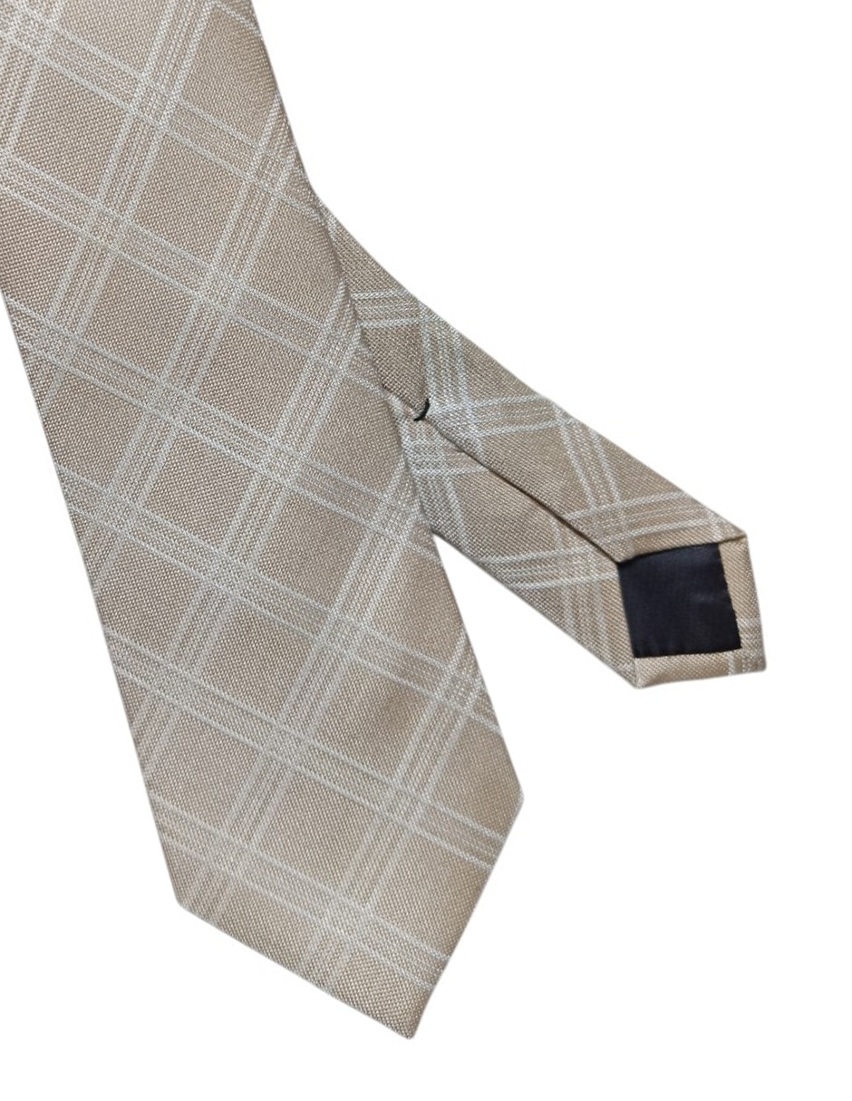 Corbata regular de seda estampado a cuadros para hombre 3