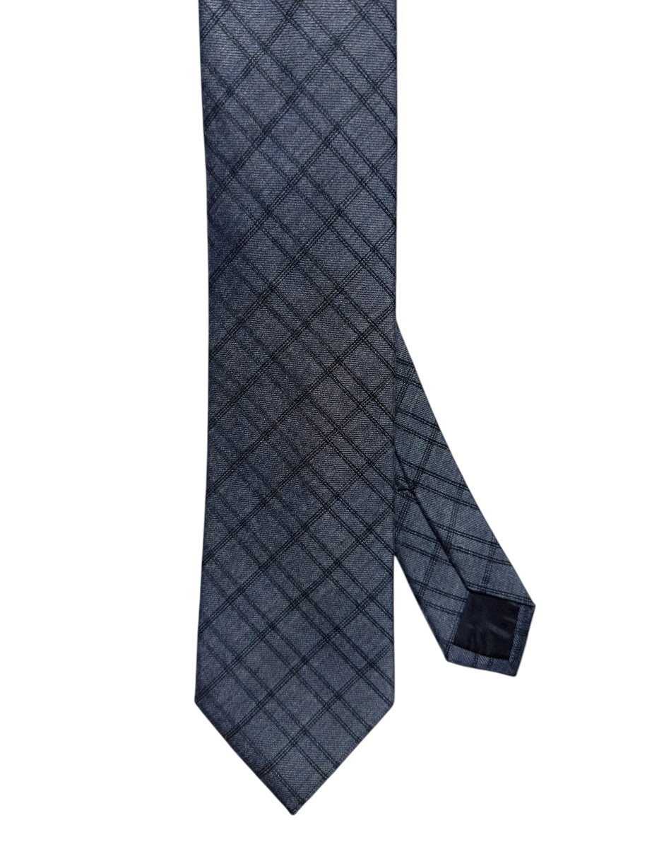 Corbata regular de seda estampado a cuadros para hombre 1