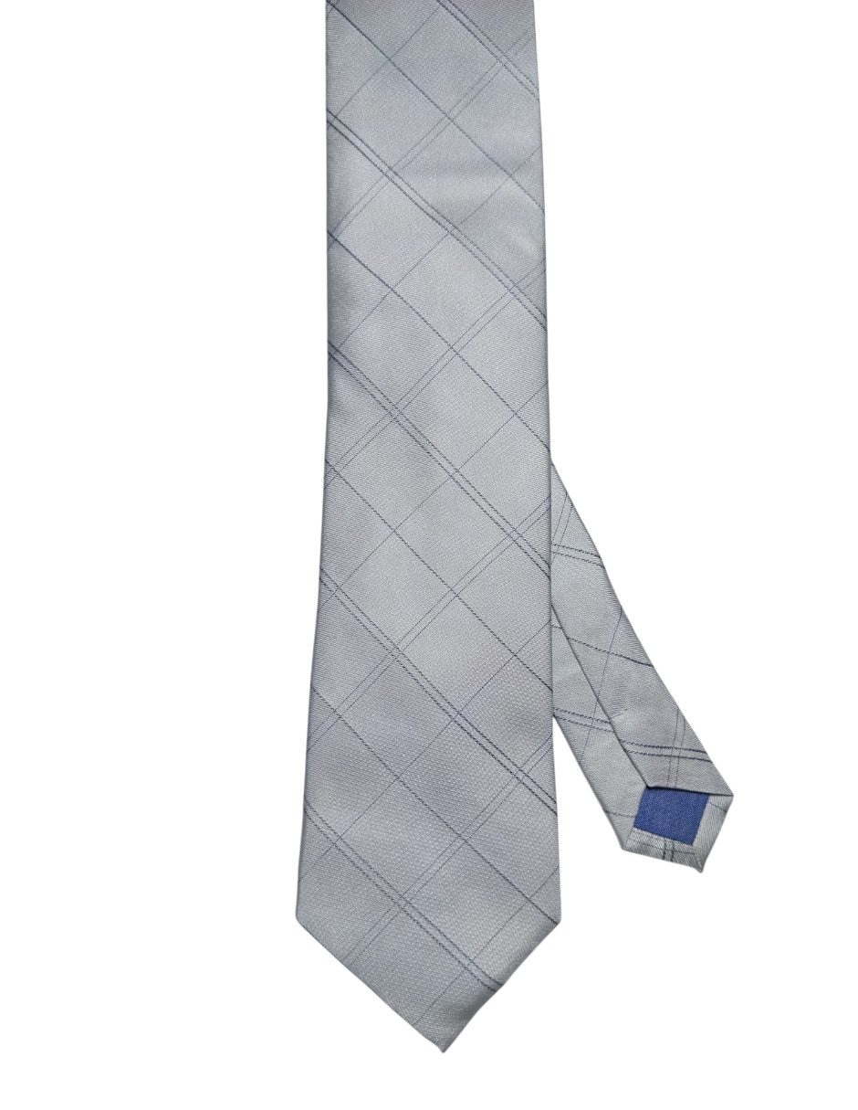 Corbata regular de seda estampado a cuadros para hombre 1