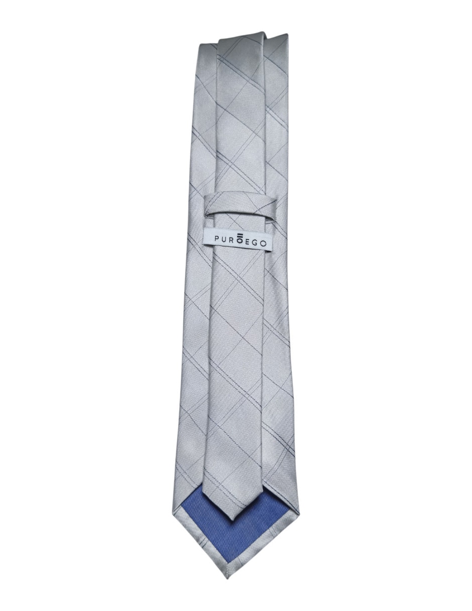 Corbata regular de seda estampado a cuadros para hombre 3