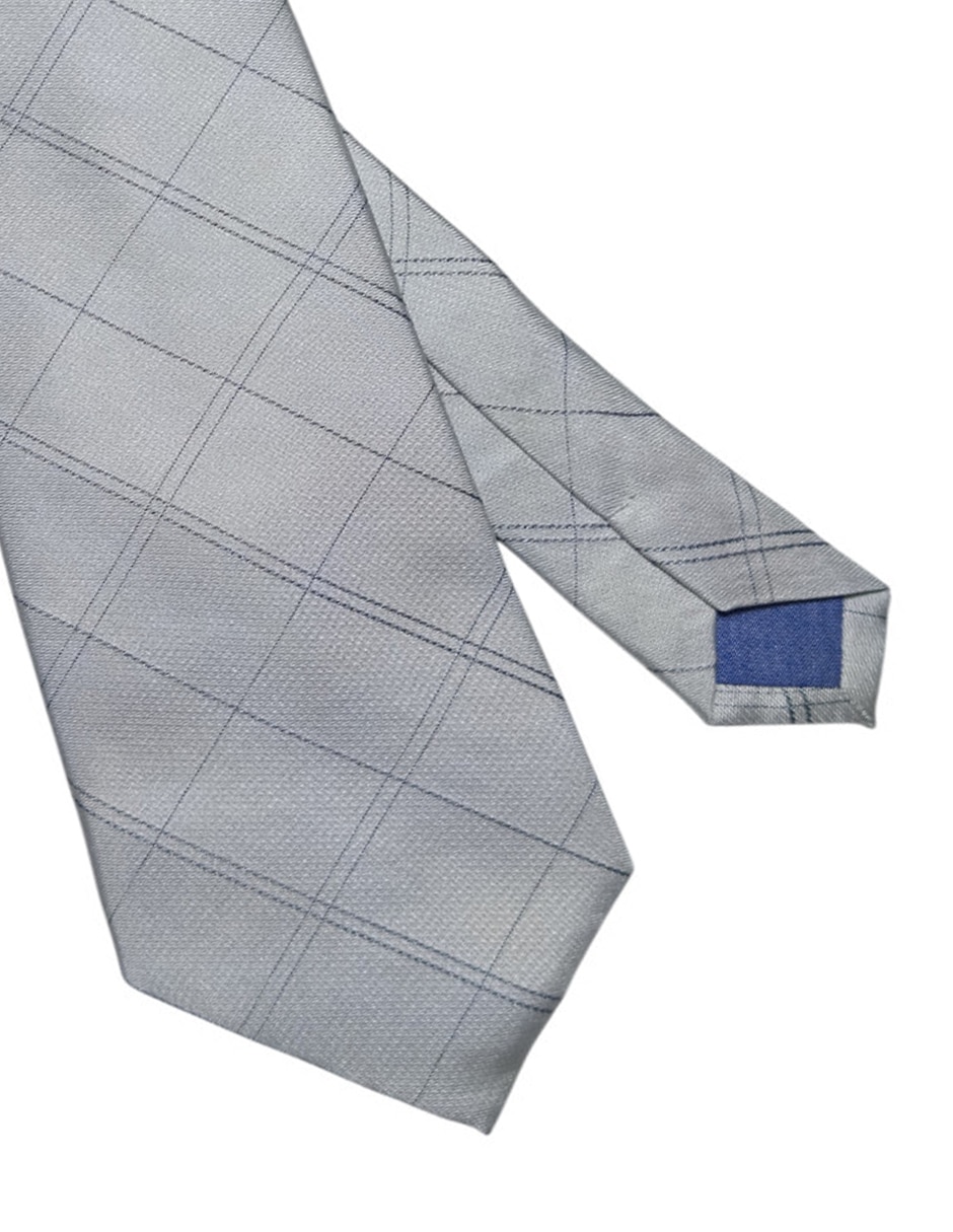 Corbata regular de seda estampado a cuadros para hombre 2