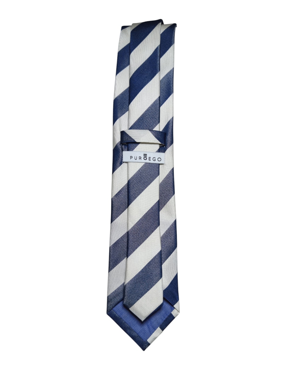 Corbata puroego regular de seda estampado a rayas para hombre