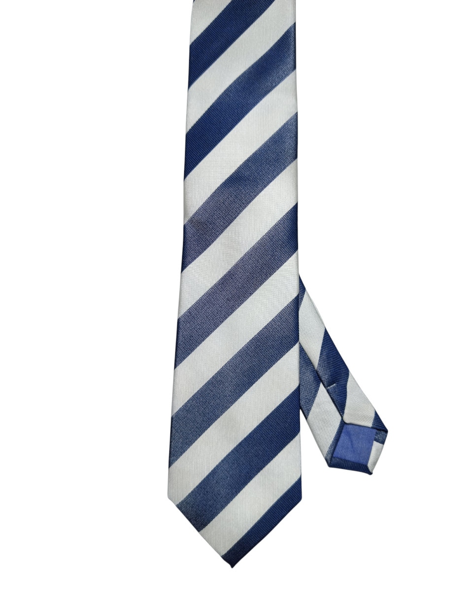 Corbata puroego regular de seda estampado a rayas para hombre