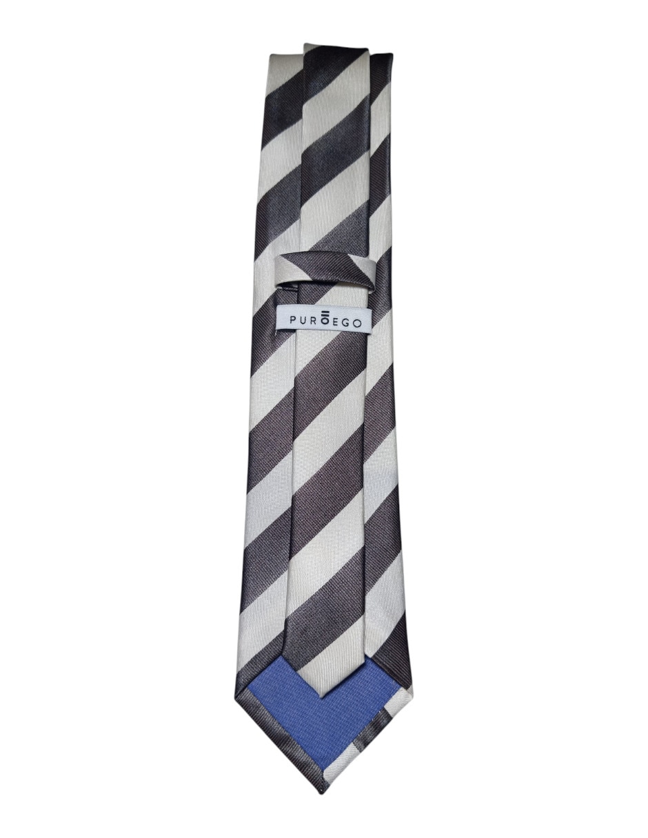 Corbata regular de seda estampado a rayas para hombre 2