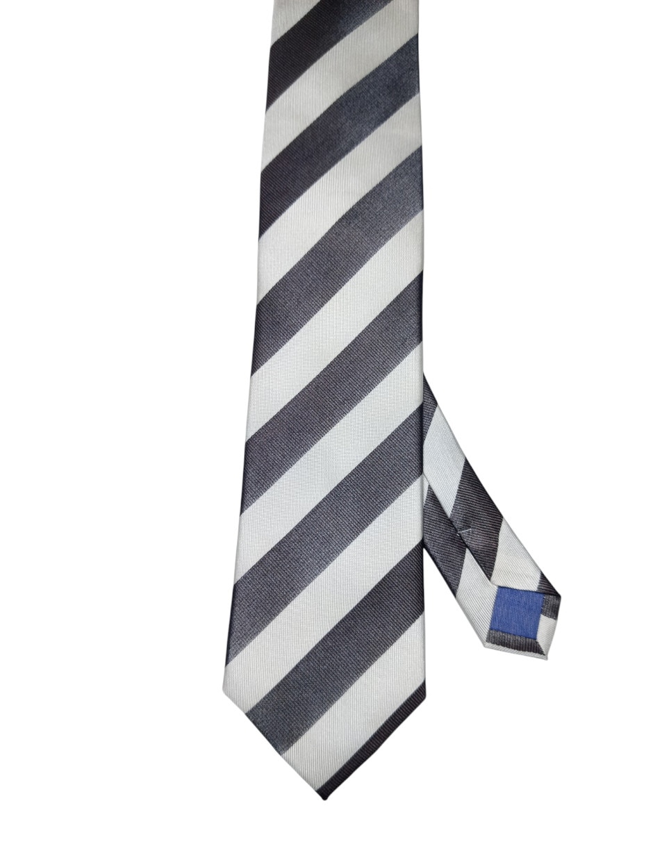 Corbata regular de seda estampado a rayas para hombre 1