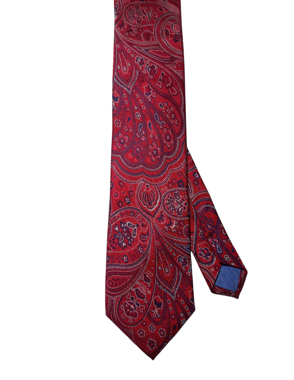 Corbata Puroego regular de seda estampado paisley para hombre