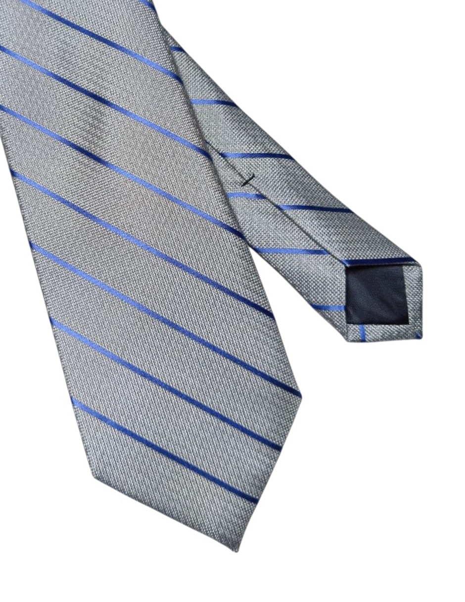 Corbata regular de seda estampado a rayas para hombre 3