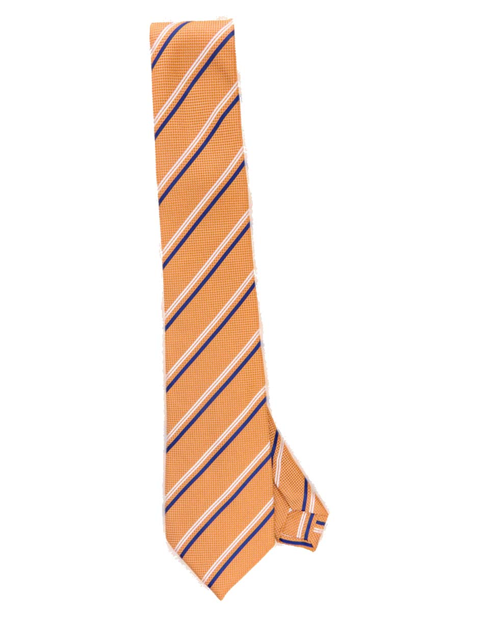 Corbata regular de seda estampado a rayas para hombre 1