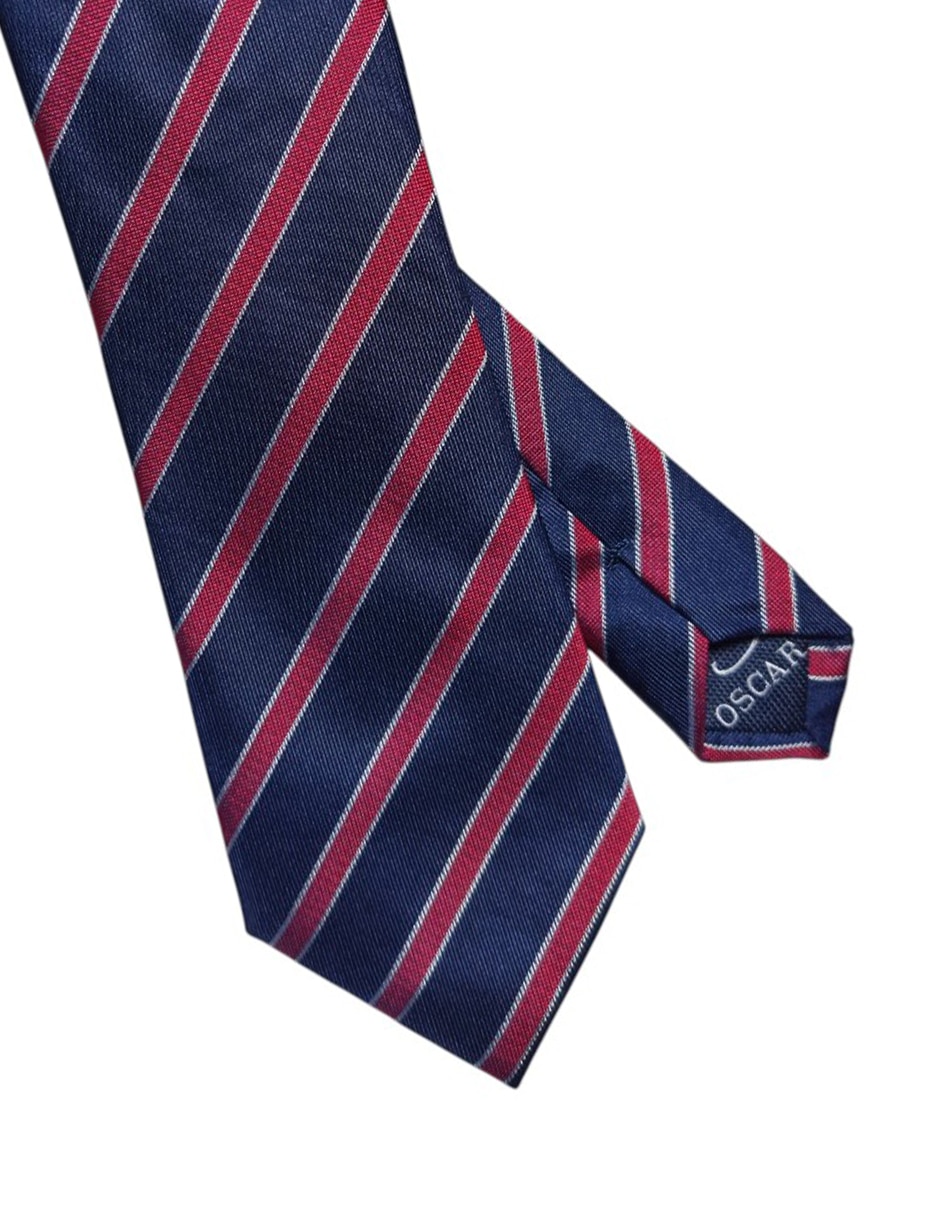Corbata regular de seda estampado a rayas para hombre 2