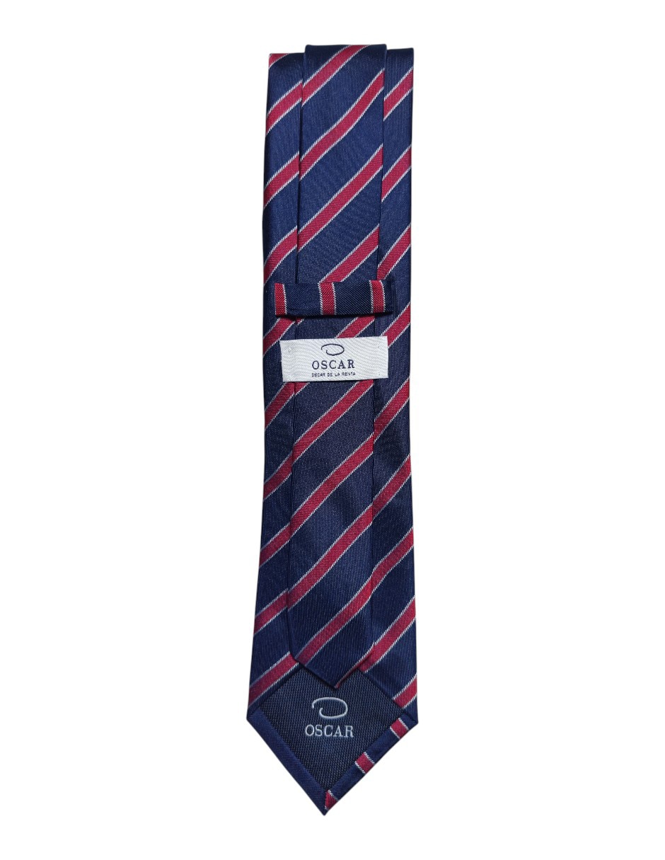 Corbata regular de seda estampado a rayas para hombre 3