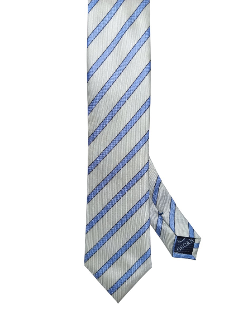 Corbata Oscar De La Renta regular de seda estampada a rayas para hombre 1